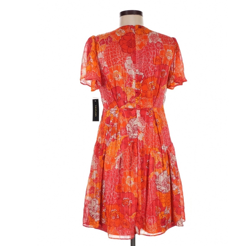 Taylor Orange Floral Fit & Flare Dress Size 6 70s Romantic Boho NWT - Picture 7 of 10